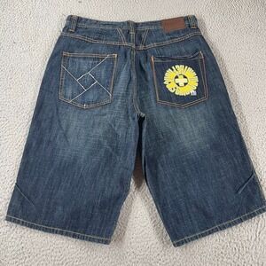 VTG Marithe Francois Girbaud Jean Shorts Jorts Men 34 Crazy Baggy Skater Embroid
